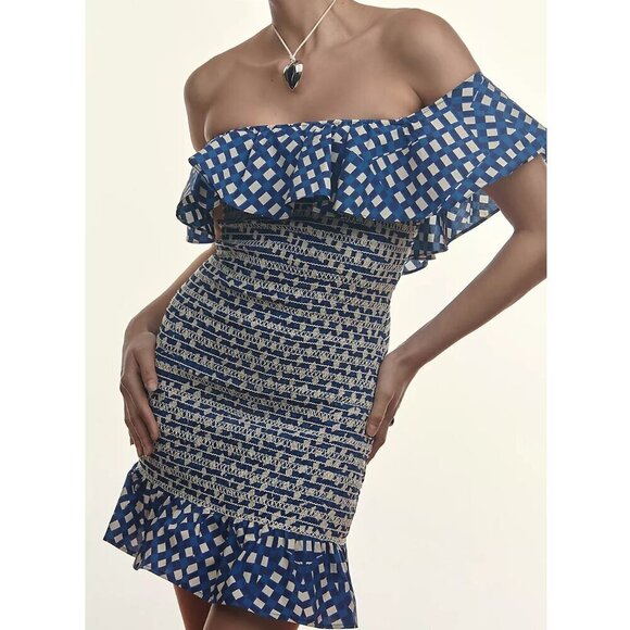 NWT Anthropologie Corey Lynn Calter Off-The-Shoulder Smocked Mini Dress XS P - Picture 1 of 5